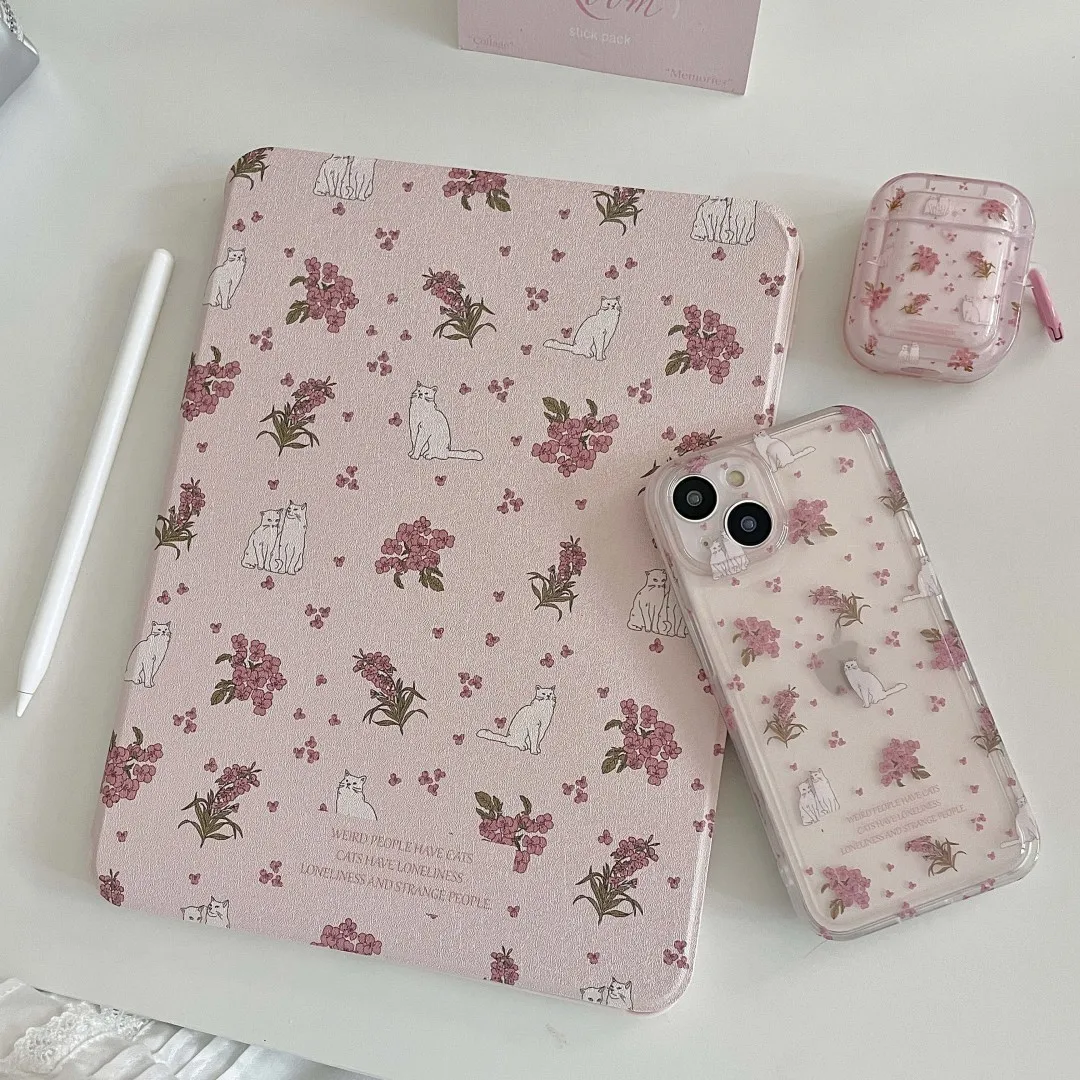 Con Portamatite Funda Per Il Nuovo Ipad 10.2 Air 5Th 4Th Generation 10.9 Ipad Pro 11 10.2 78 9Th Air3 Pro10.5 10Th Flower Cat Case
