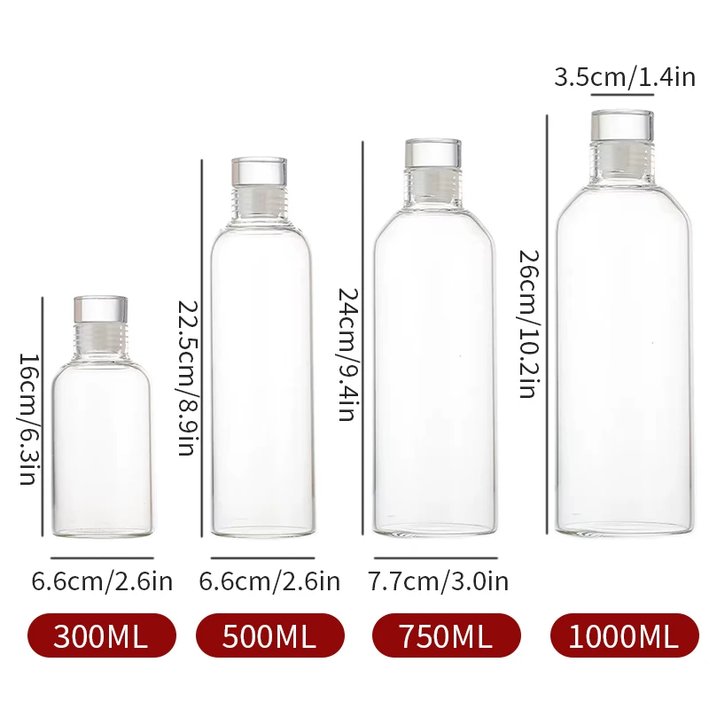 Eco-Friendly Reusable Glass Water Bottle with Leak-Proof Lid