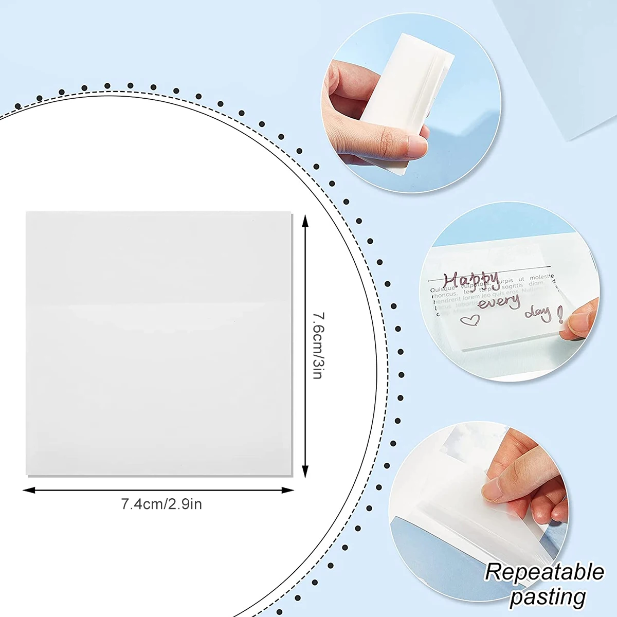 300Pcs ������ ��ƼĿ �޸� �е� 7.4 �� 7.6cm ��Ȯ�� ��ƼĿ �޸� �ڱ� ���� �޸� ���� �繫�� �н������� �޽��� �˸�