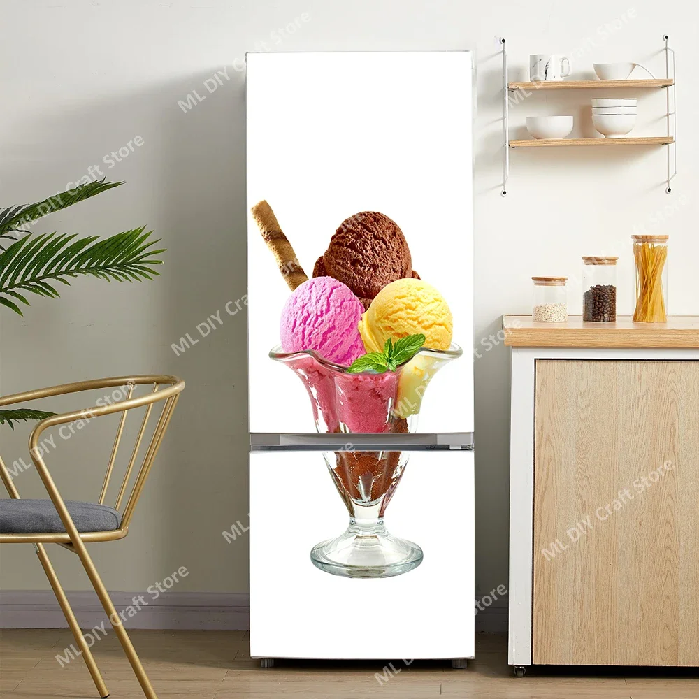 thumbnail image 1 of Pegatinas de pared para puerta de refrigerador con diseño de donuts y helado, papel tapiz de PVC autoadhesivo para cocina, cubierta para puerta de refrigerador, decoración, 1 of 5