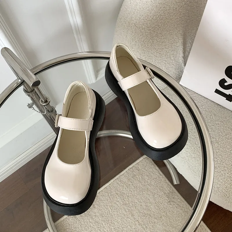 

Женские туфли в британском стиле, универсальные оксфорды на платформе, Женская обувь в стиле преппи, сабо, новинка, кожаное платье, Мэри Джейн, полиуретановая ткань, римская обувь