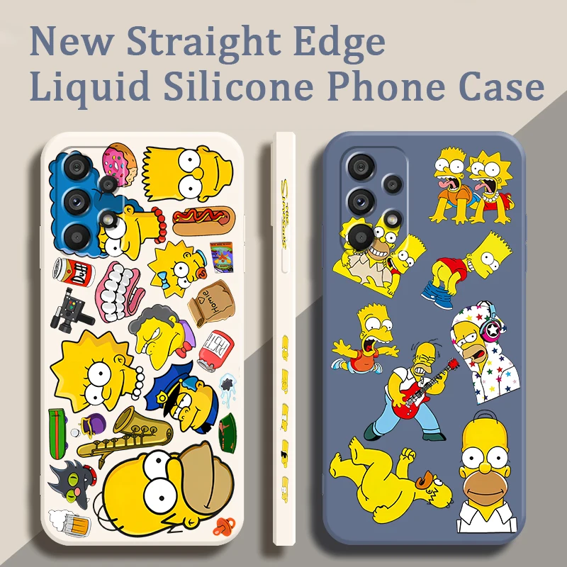 

Disney Simpsons Family For Samsung A53 A52 A33 A32 A51 A71 A21S A13 A73 A50 A22 A23 A72 A12 5G Liquid Left Rope Phone Case