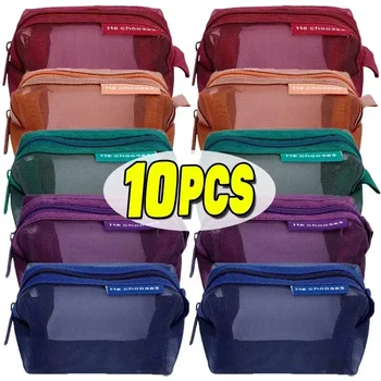 1/10Pcs Transparent Mesh Coin Purse Mini Zipper Bag Earphone Data Cable Storage Bag Travel Organizer ID Credit Card Holder Pouch 1