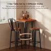 Bar Table and Chairs Set,Pub Table and Chairs Set of 2,with Elm Solid Wood and Thickened Metal Frame,for Small Space,Bistro Cafe 5