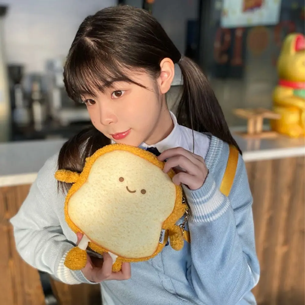 

Сумка кросс-боди с мультяшным изображением тостов хлеба Повседневная плюшевая сумка на плечо в Корейском стиле портативная Женская