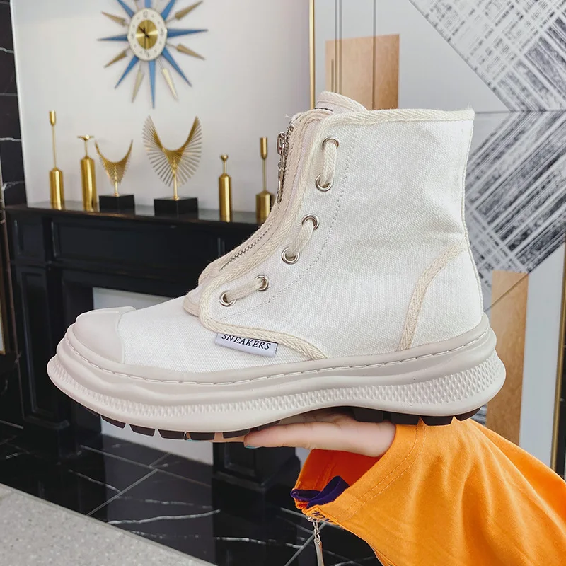 Platform High-Top Canvas Women Shoes Casual Korean Style Personalized Student Lace Up Fashion Outdoor Women Sneakers Size 35-40