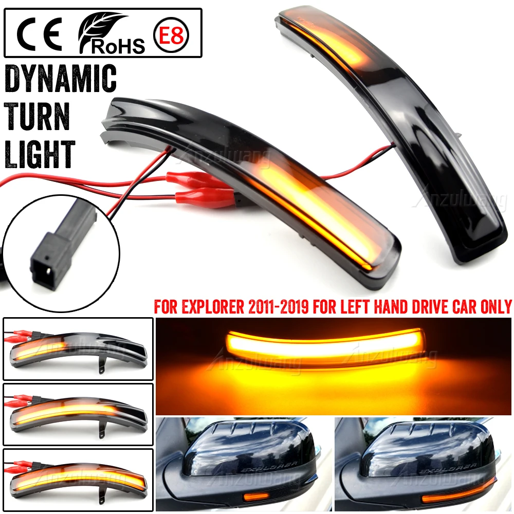 

2pcs For Ford Explorer U502 2011 2012 2013 2014-2019 LED Flowing Rearview Mirror Indicator Dynamic Turn Signal Blinker Lights