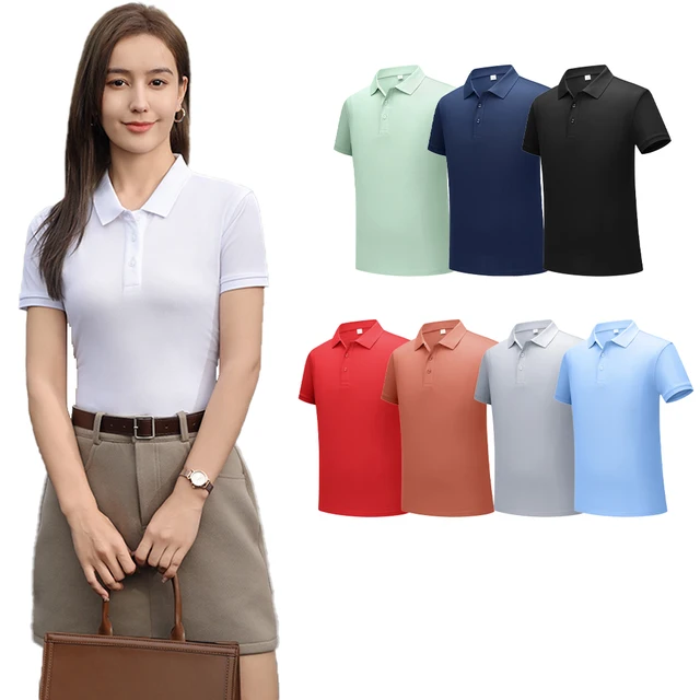 Chemises polo solides pour femmes 2026 NOUVEAU, basiques pour le travail, t-shirts confortables, chemise à boutons, hauts de sport solides, vêtements de bureau quotidiens pour femmes 1