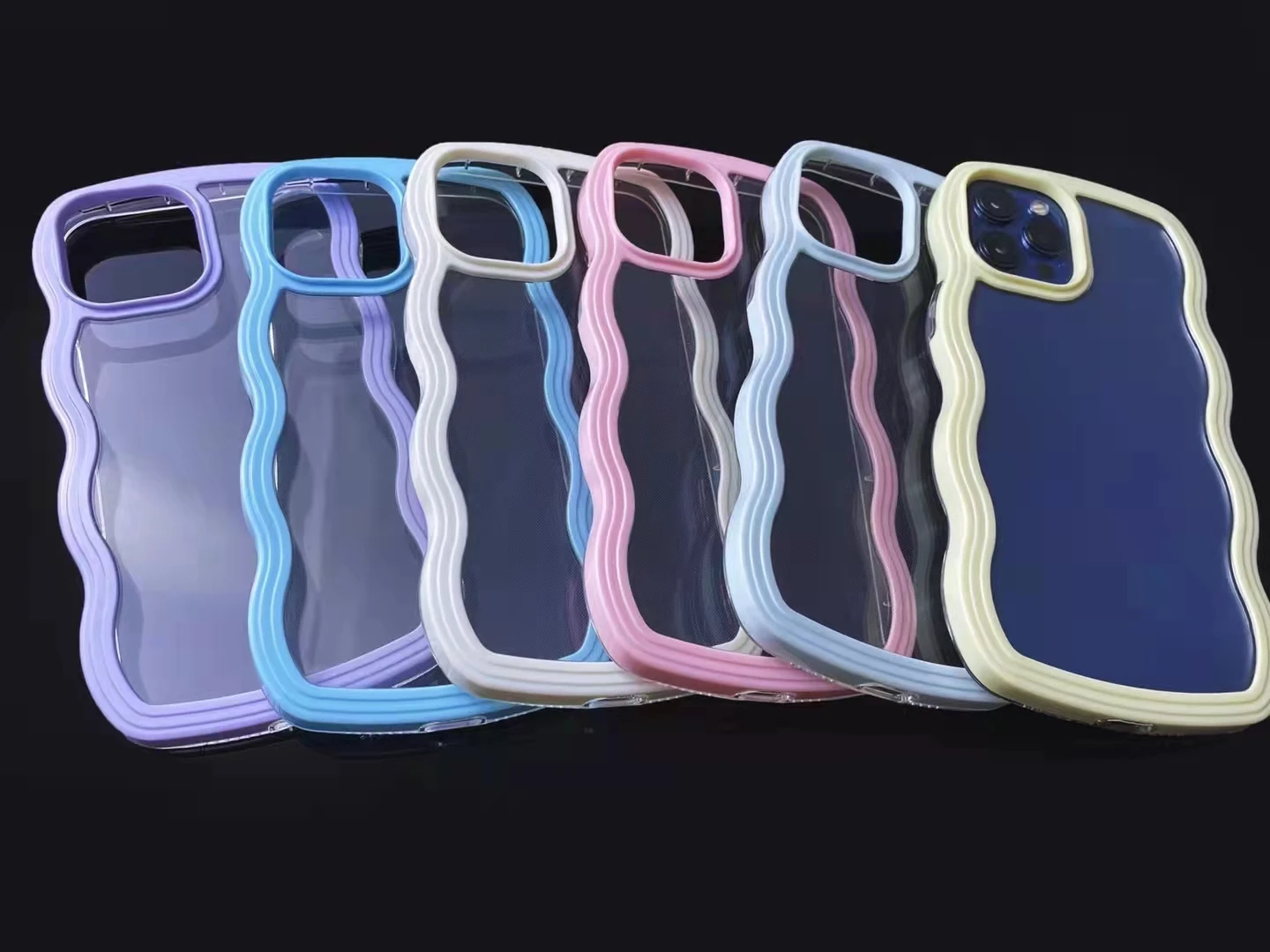 Fashion Cute Transparent Wave Case for iPhone 11 12 13 Max X XR XS   Hybrid Shockproof Bumper Cover case Capa Aesthetic iphone 13 pro max case
