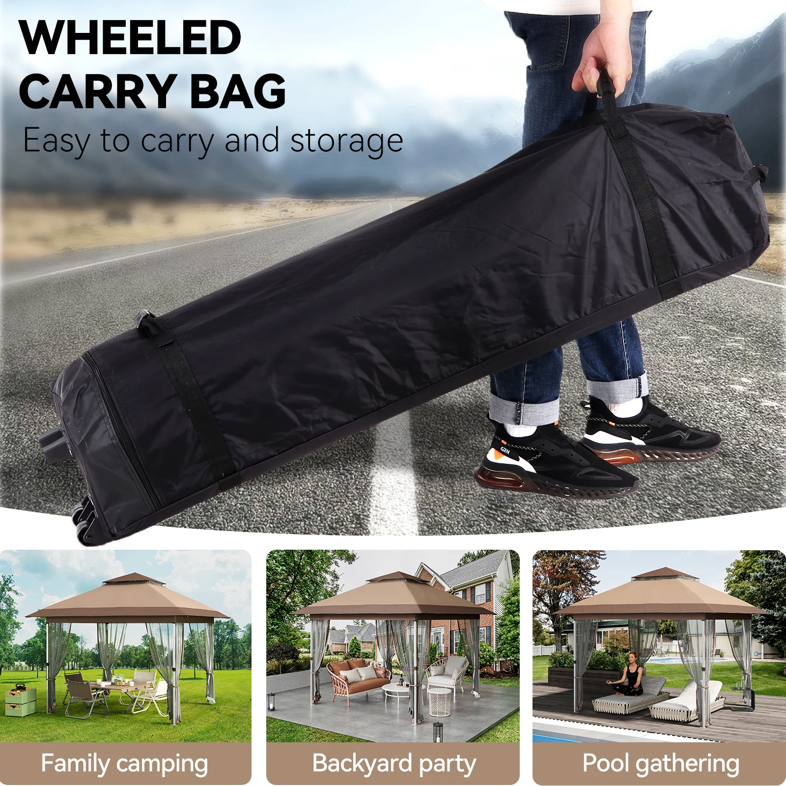 Outdoor Pop up Canopy Tent with Curtains and 144 Square Shelter S14d9497b1acb4c49bc7169be7e2f2023l