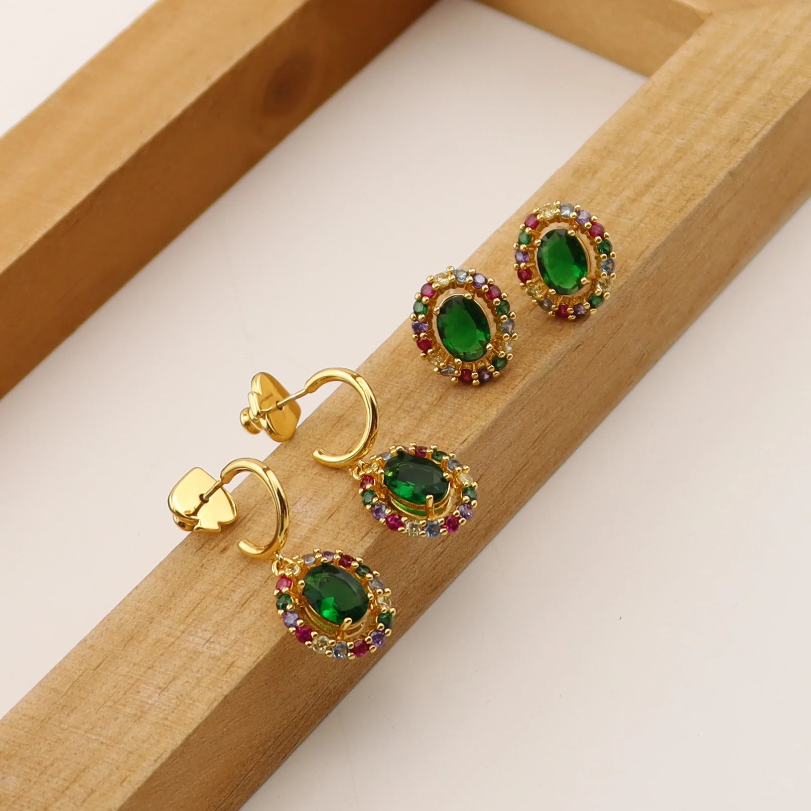 

Женские серьги с изумрудом, серьги с натуральным камнем в форме лопаты, ювелирные изделия в подарок для жены, подруги, изящные украшения, 1:1