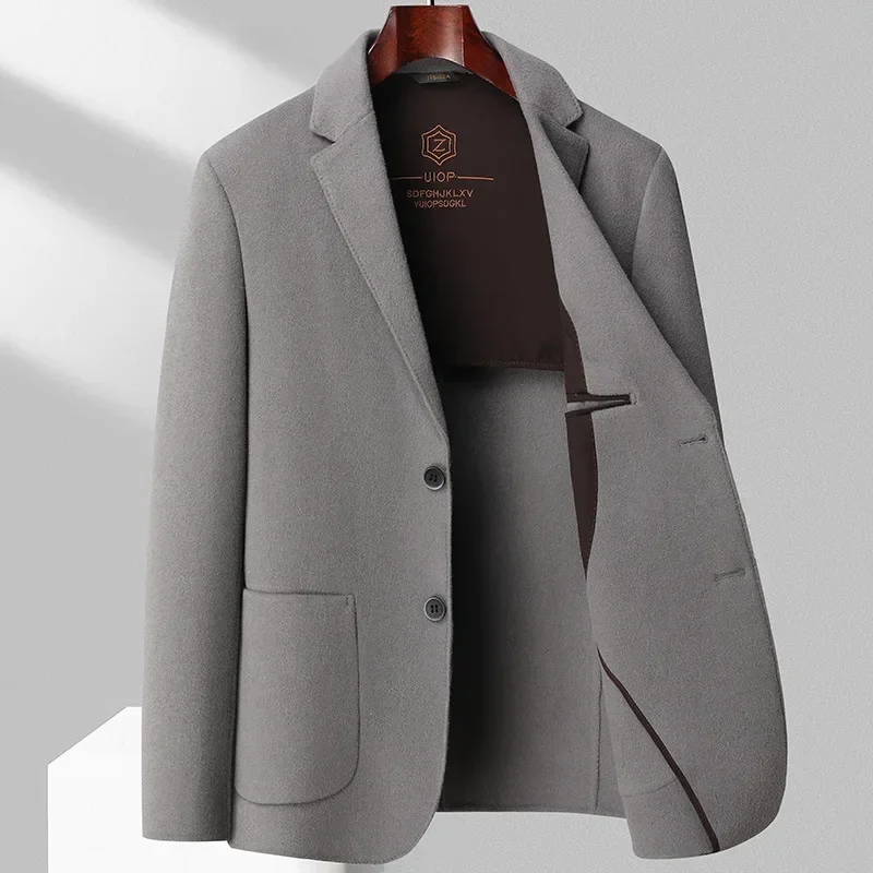 

Новое поступление, модный шерстяной костюм, Мужское пальто ручной работы из чистой шерсти для осени и зимы, Двустороннее пальто, размер соответствует