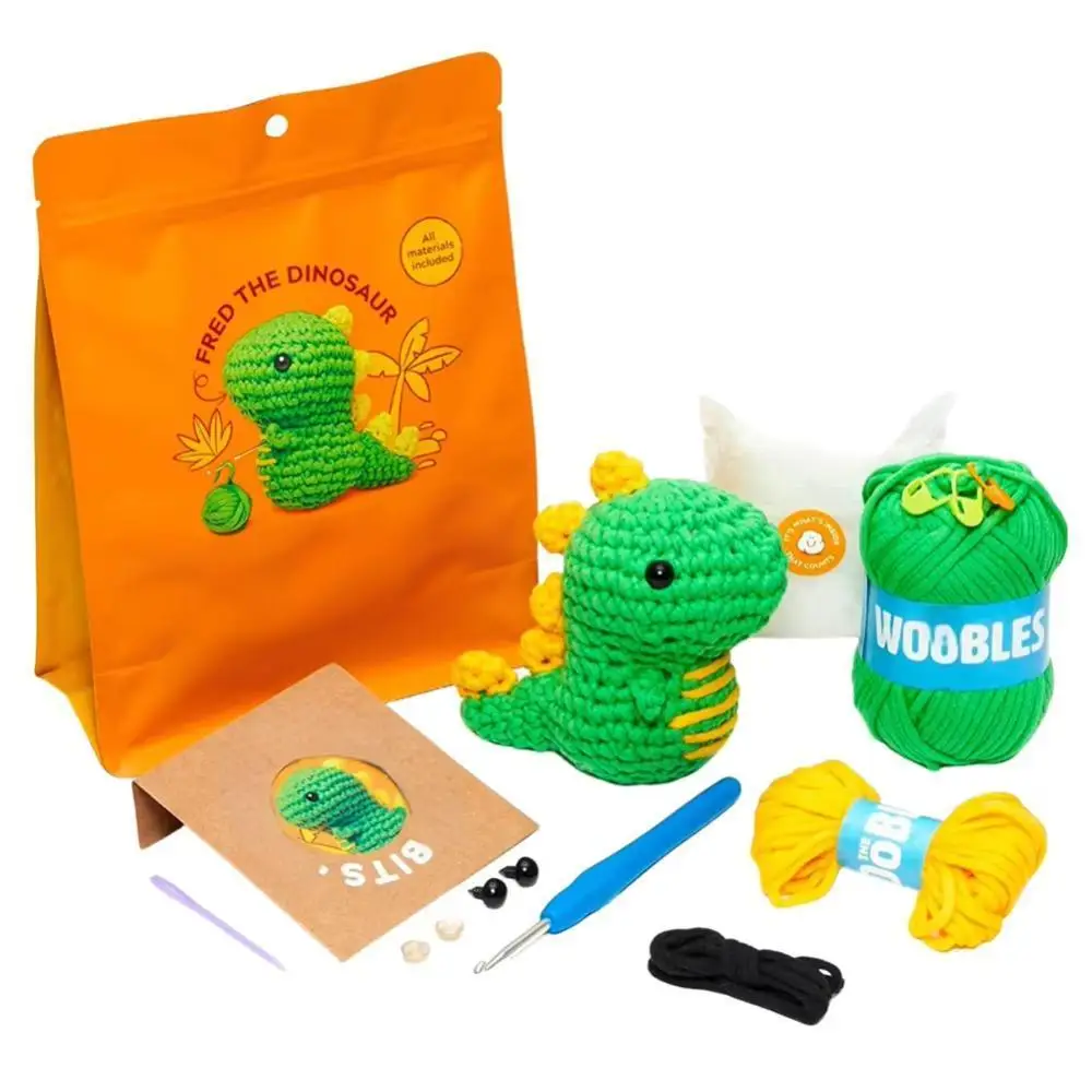Kids Beginner Crochet Kit Cotton Knitting Yarn Thread Needles Hook Knit Tool Set Animal DIY Craft for Beginners crochet kit