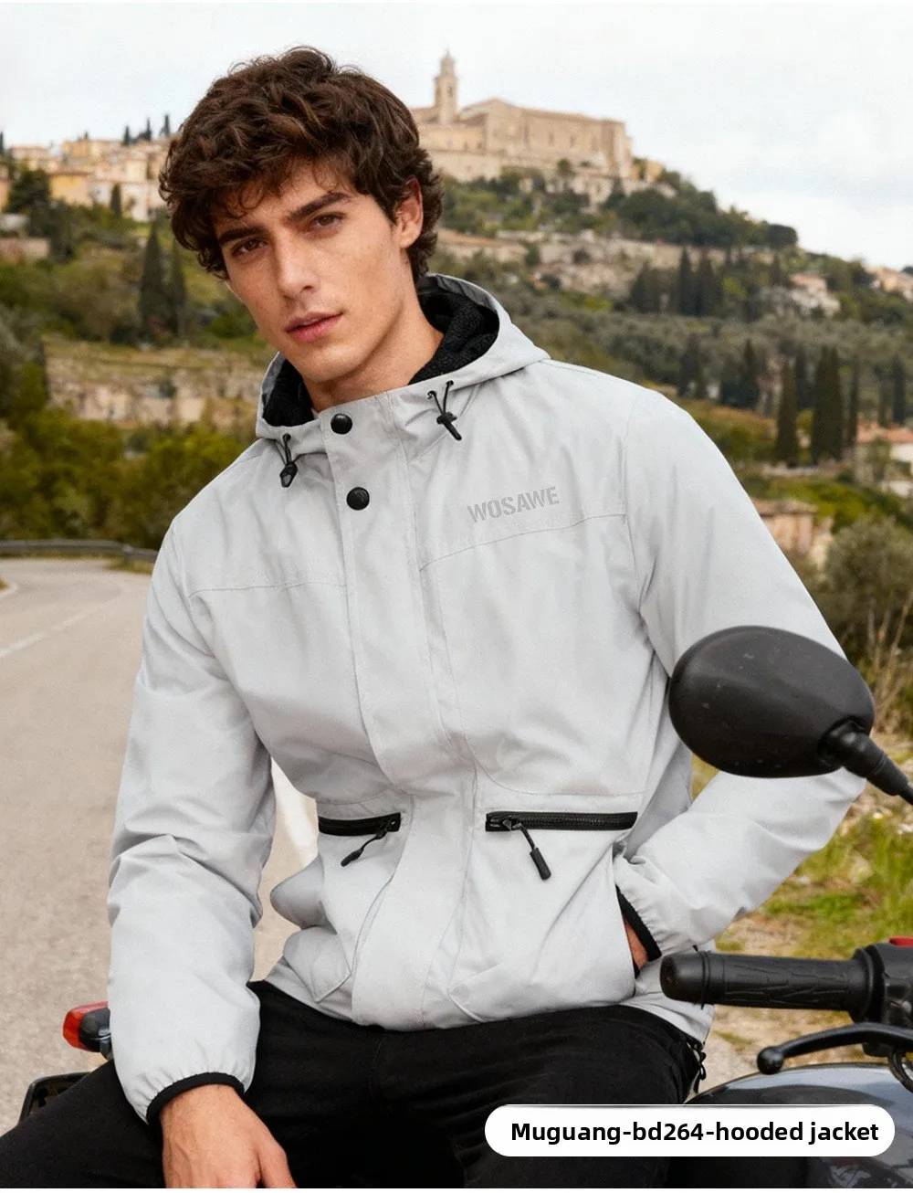 WOSAWE دراجة نارية سترة عاكسة كاملة الرجال النساء ليلة لامعة سترة واقية الشارع ركوب الهيب هوب فضفاض مقنعين معاطف مع جيوب