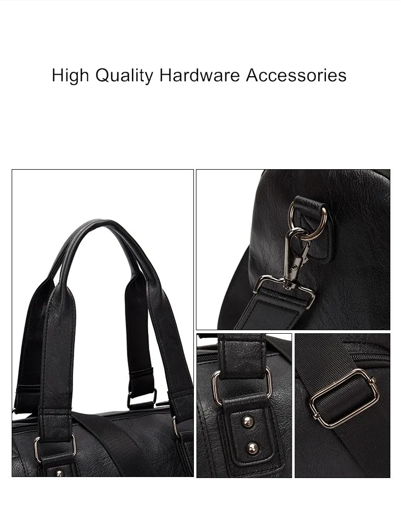 Travel Tote Men's Casual Travel Shoulder Bag Horizontal Outdoor Business Fitness PU Leather Handbag Personalized