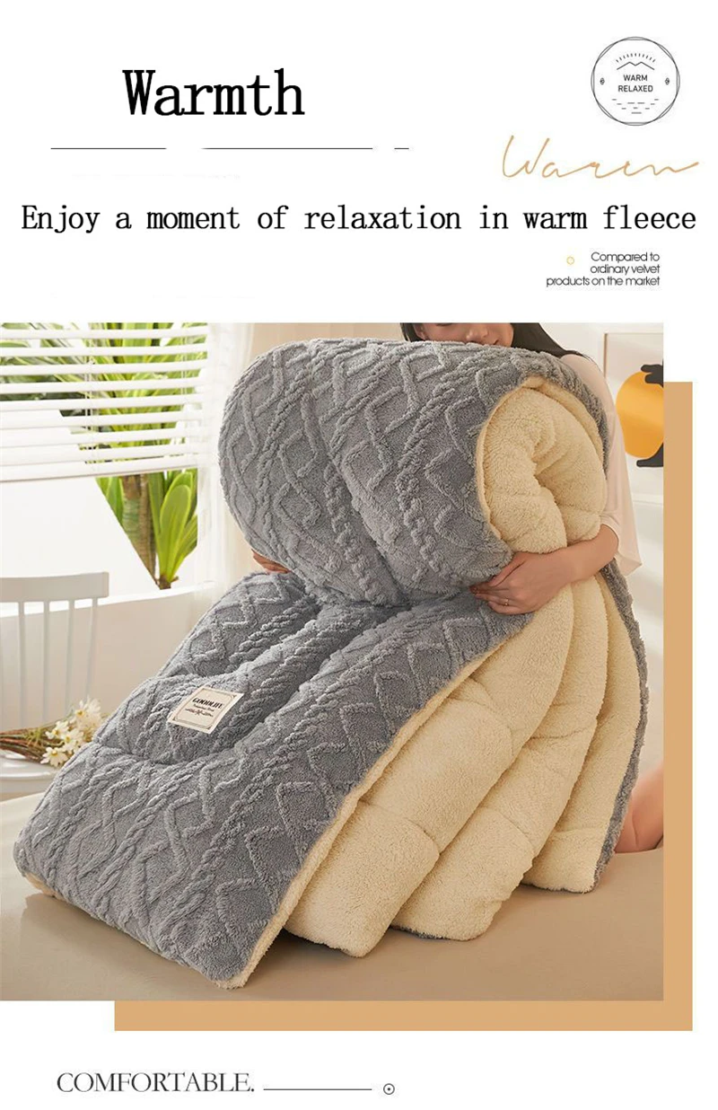 New Super Thick Winter Warm Blanket for Bed Artificial Lamb Cashmere Weighted Blankets Soft Comfortable Warmth Quilt Comforter