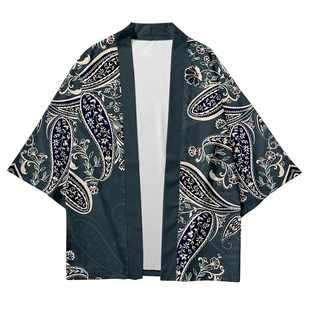 Fashion Cashew Flowers Print Beach Yukata Women Men Japanese Kimono Harajuku Cardigan Traditional Cosplay Haori Robe Clothing