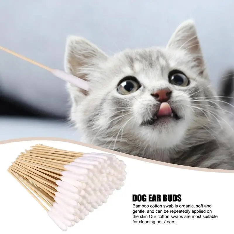 50 Cotons-tiges Pour Animaux – Double Face, Longueur 15 Cm, Bois, Pour Nettoyer Oreilles Chiens Et Chats