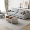 Tempered Glass and MDF Wooden Coffee Table, 2-story Modern Side Table with Storage Space 4