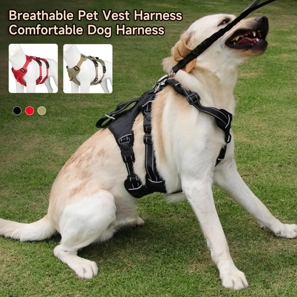 Breathable Pet Vest Harness Three-layer Dog Harness Escape-proof Breathable Dog Vest with Adjustable Buckle for No Pull