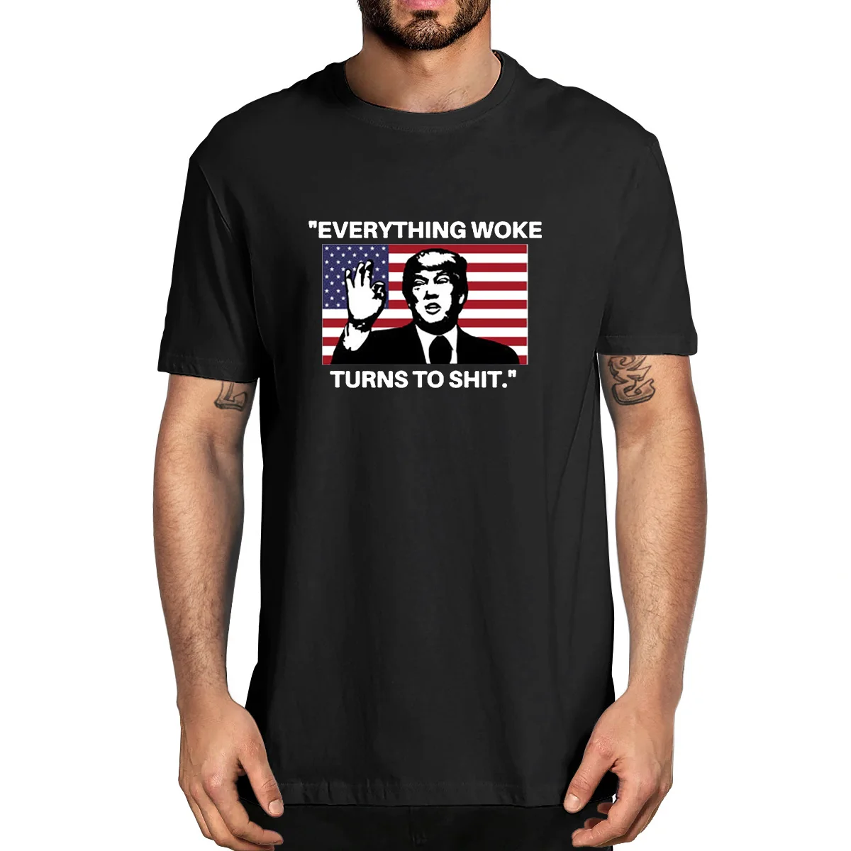 

Funny Trump MAGA Everything Woke Turns To 100% Cotton Summer Men's Novelty Oversized T-Shirt Women O-Neck Casual Streetwear