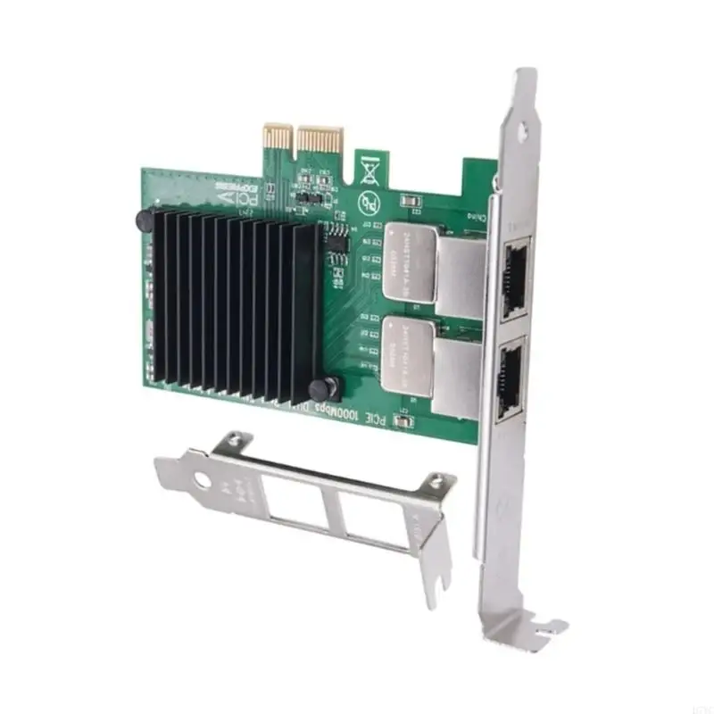 D7YC 2 Ports PCIe I350-T2 Chip 10/100/1000Mbps Lan Card 2x Port Server Gigabit Networking Card PCIe Ethernet
