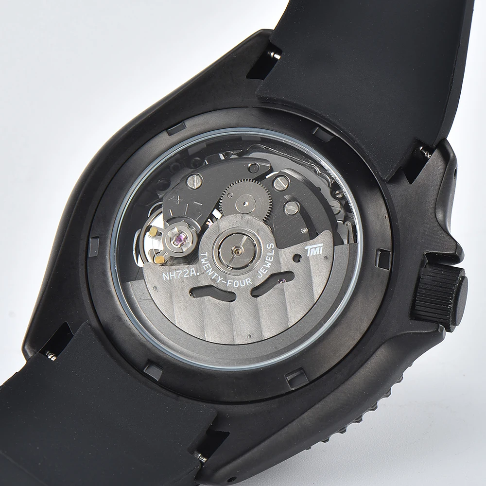 42mm New Hollow-out Skeleton SKX007 sapphire Men\'s wristwatches Luxury Automatic Mechanical Watch NH70/72 Movement Rubber strap