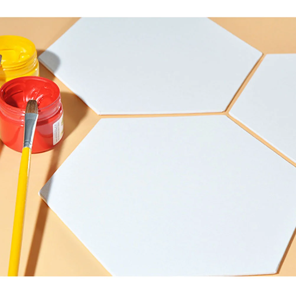 3 Pcs Hexagon Cotton Drawing Board Thicken Painting Board Artist Canvas Oil Paint Canvas Sketchpad (White, 125cm Side