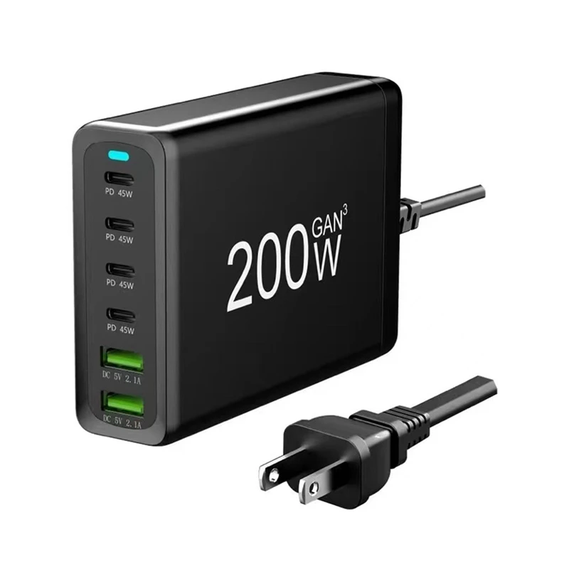 

Зарядное устройство с несколькими портами USB Type-C и защитой от короткого замыкания, 200 Вт