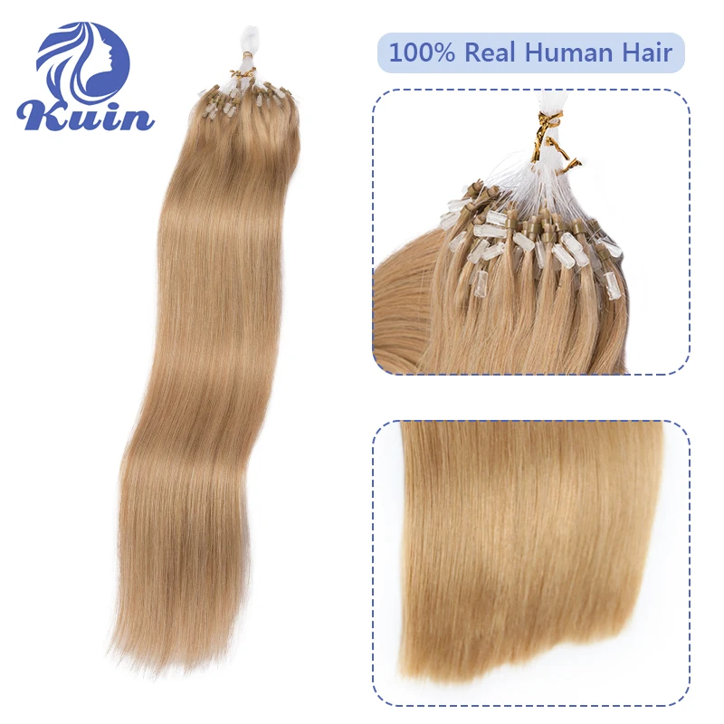 Straight Micro Loop Human Hair Extension 50G Invisible Microring Extensions Fishing Line Fushion Real Hair Natural Color