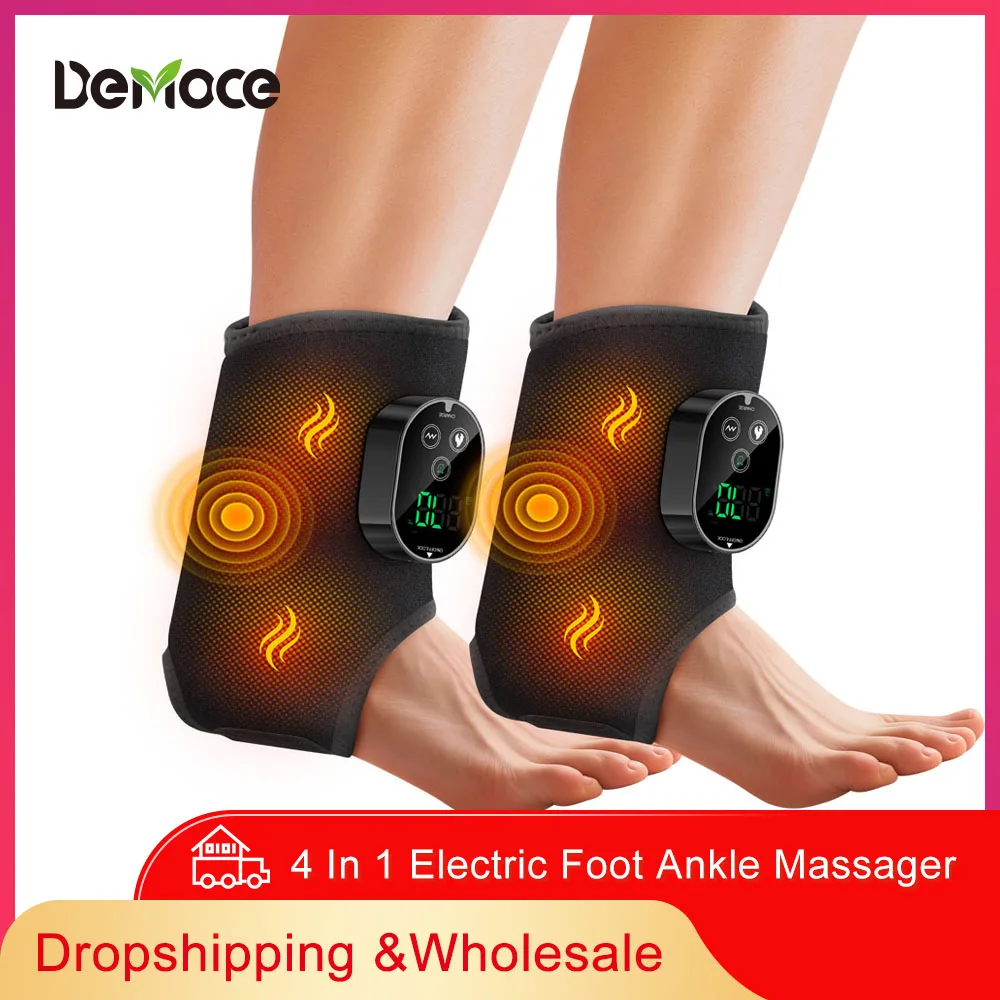 4 In 1 Electric Foot & Ankle Massager Hot Compress Ankle Wrap Brace for Muscle Relaxation & Health Care Fit for Left/Right foot