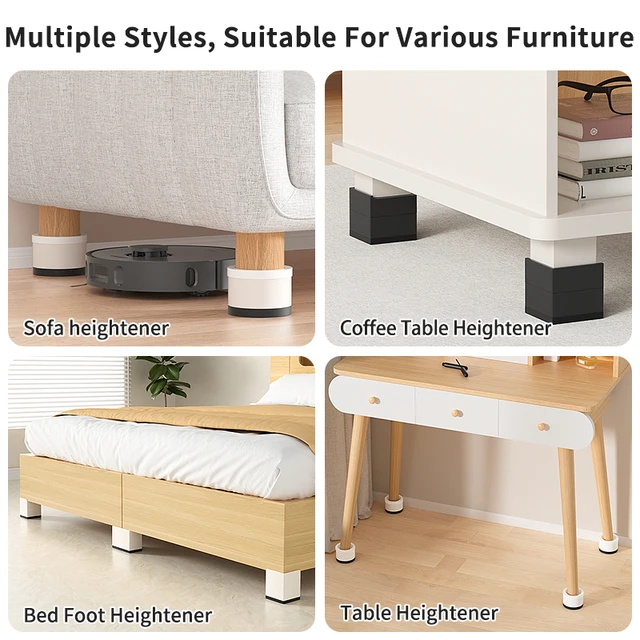 Soportes Apilables para Patas de Muebles, Diseño Triple Antideslizante, 3 Opciones de Color y Resistentes al Desgaste, para Camas, Mesas y Refrigeradores 6