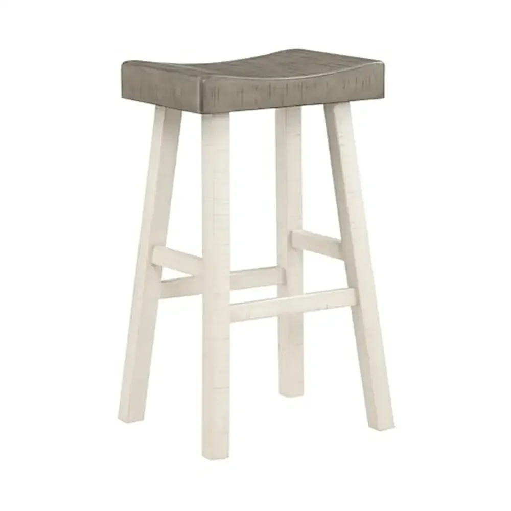 3-Piece Kitchen Island Table with 3 Saddle Bar Stools Wood Dining Set Breakfast Nook White/Coffee Color 4