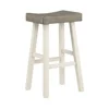 3-Piece Kitchen Island Table with 3 Saddle Bar Stools Wood Dining Set Breakfast Nook White/Coffee Color 4