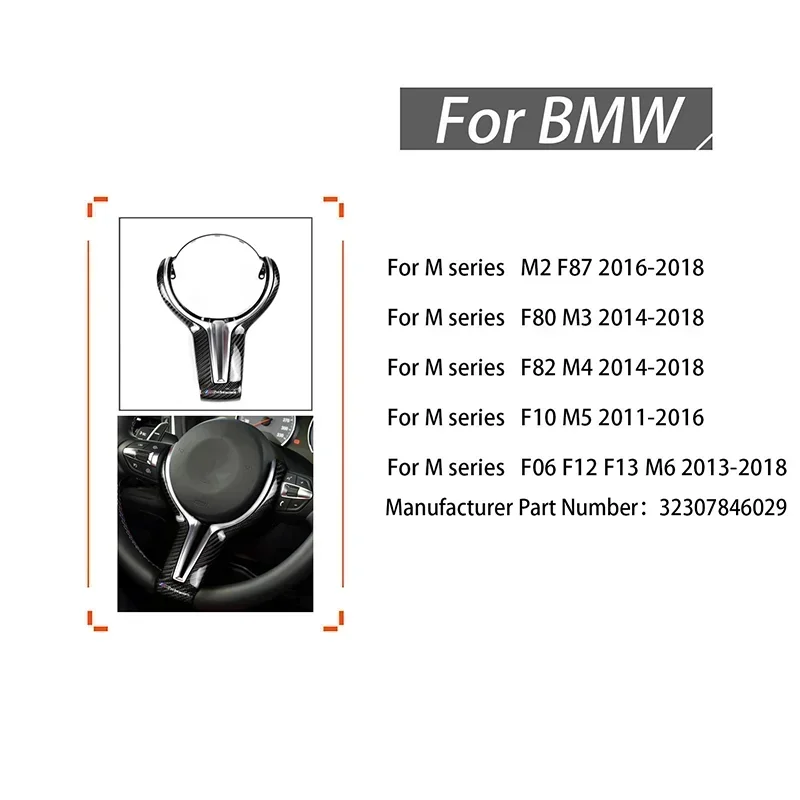 M Power Steering Wheel Covers Car Carbon Fiber M sport Steering Wheel Trim Decoration for BMW F10 F30 F20 F11 F12 F32 F33 M3 M6
