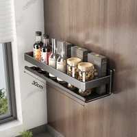 kitchen Stainless steel storage rack no punching bathroom wall shelf Seasoning bottle storage kitchen accessories organizer 1