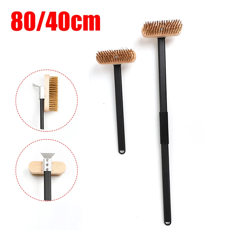 

40/80cm Pizza Oven Brush Stove Grill Brass Cleaning Brush Stainless Steel Scraper Aluminum Alloy Handle for Commercial Household