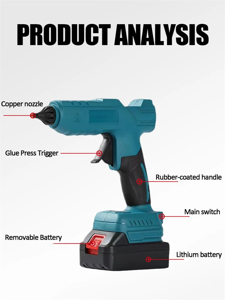 Electric Hot Melt Glue Gun For Dewalt/Makita/Milwaukee 18V Battery Electric Glue Gun 11mm Glue Stick Hot Melt Welding Air Gun