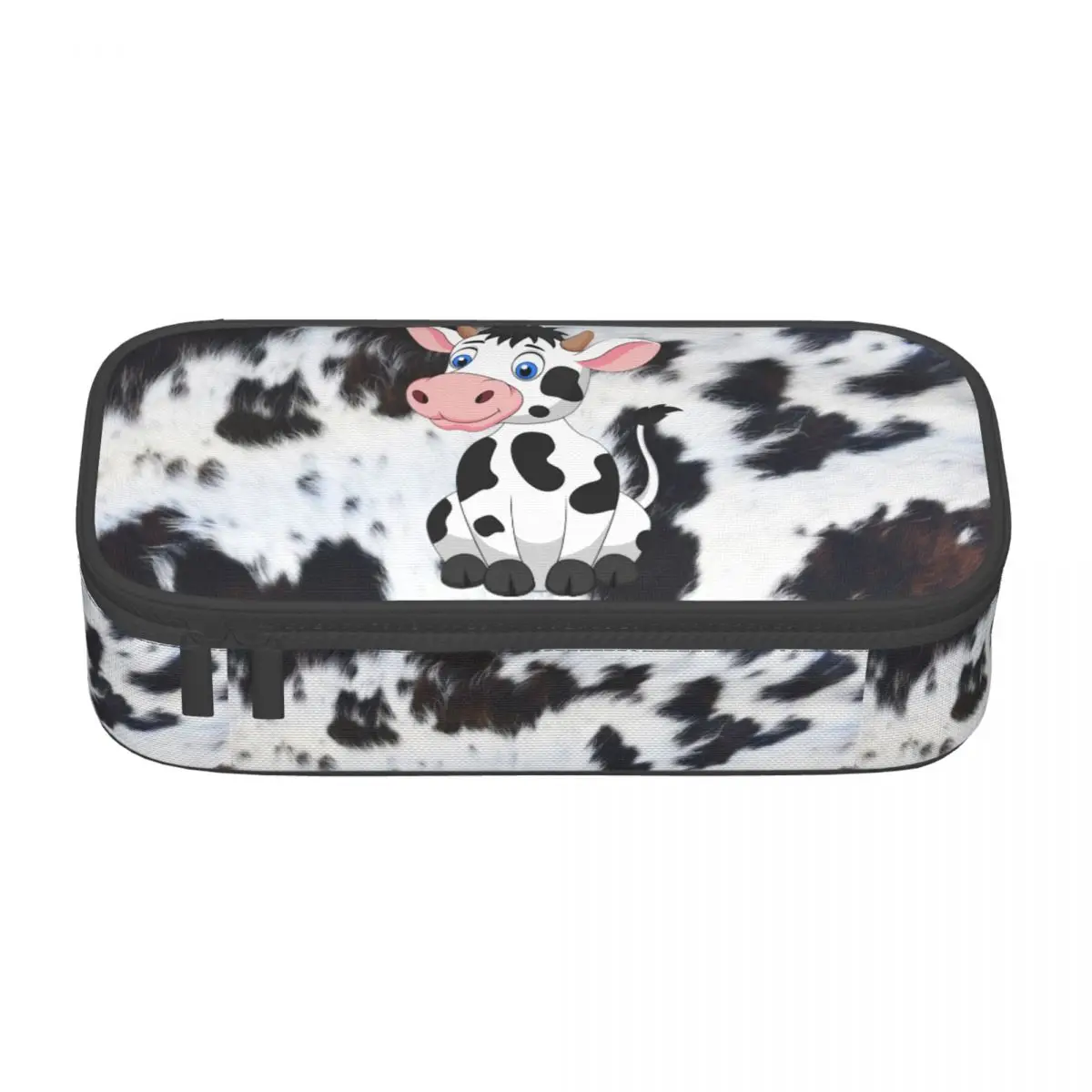 Pencil Cases Kawaii Brown Spotted Cowhide Pattern Animal Skin Leather Texture Large Capacity Pen Bag Box Stationery