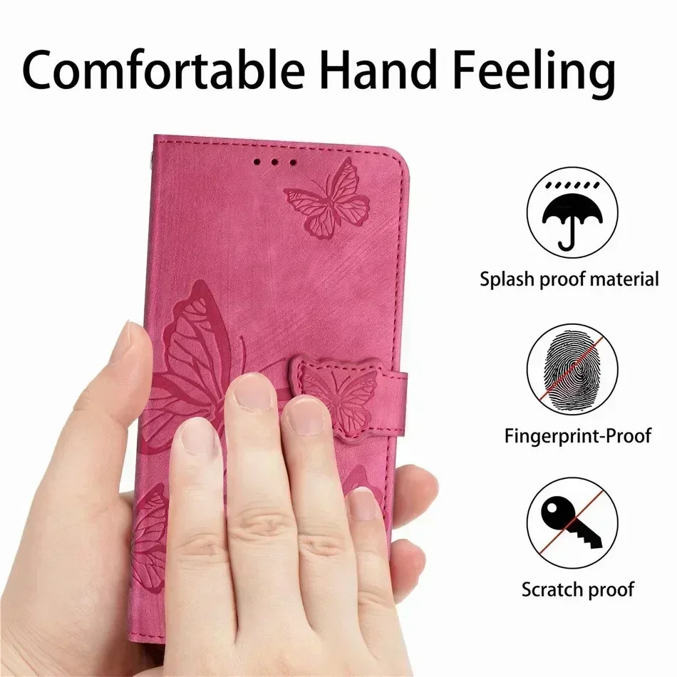 Charming Butterfly Design Phone Wallet Case - Stylish and Protective Cover