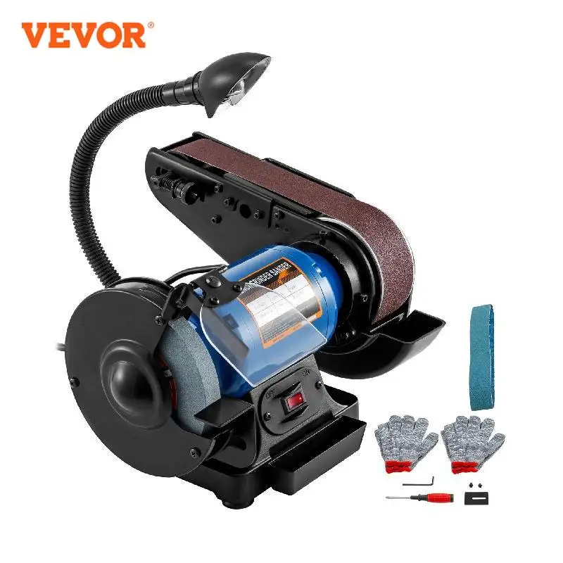 Vevor 6inch Desktop Grinding Wheel Belt Machine 250w With Lamp Knife