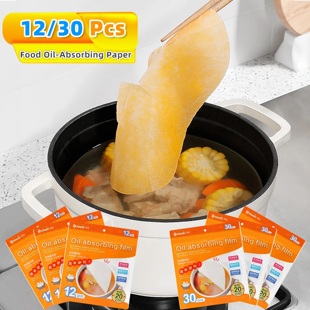 Air fryer oil absorbing paper 12/30Pcs Disposable Soup Oil Absorbing Paper Food Soup Blotting Oil Health Filter Paper Food Grade Kitchen Gadgets Accessories