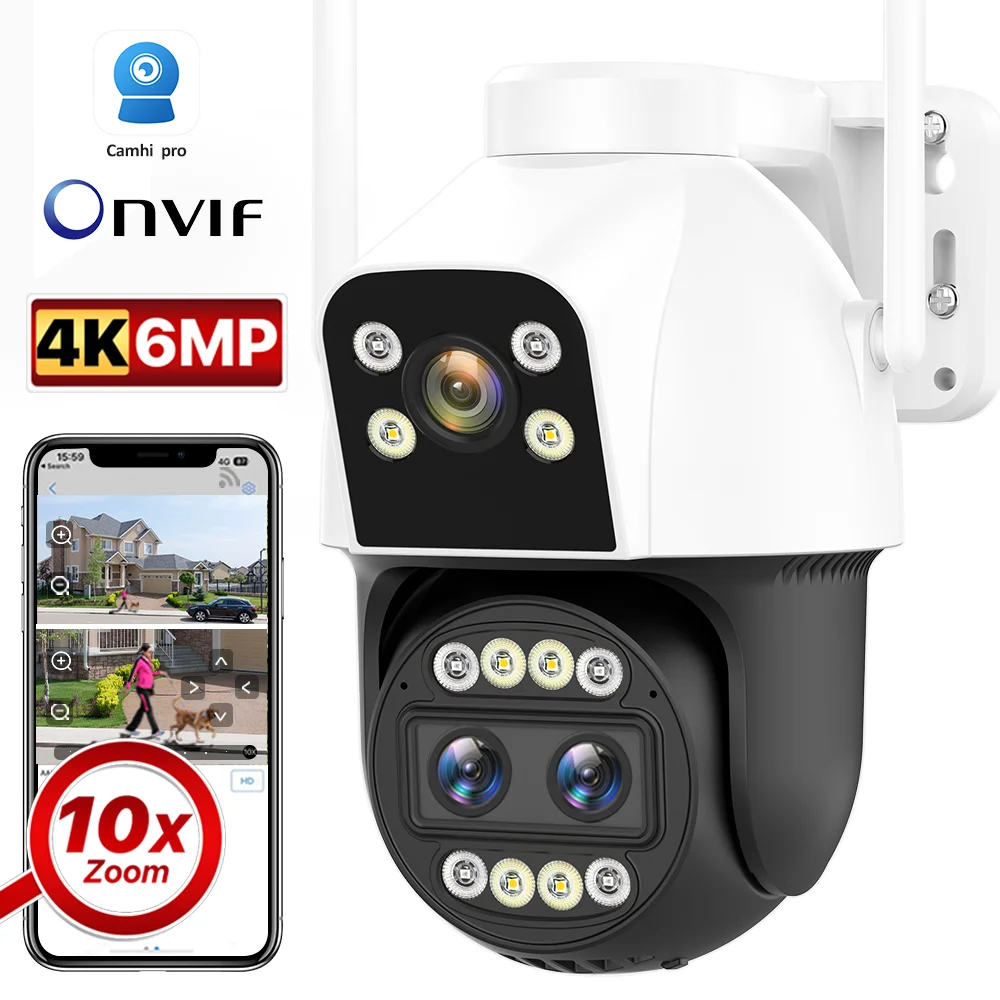 4K HD IP Camera 10X Zoom Security PTZ Speed Dome WIFI Wireless Wired Surveillance Outdoor CCTV Surveillance CamhiPro P2P