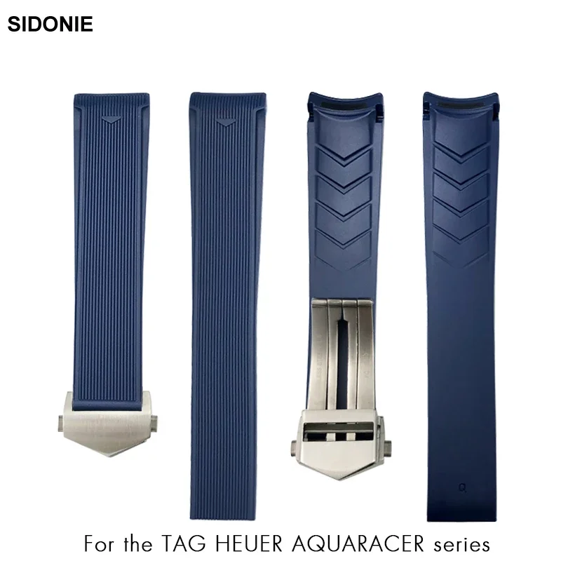 Cinturino Per Orologio In Silicone In Gomma Fibbia Pieghevole Bracciale Morbido Impermeabile Per Tag Heuer 300 Way201B Calibro 5 Cinturino Blu Nero