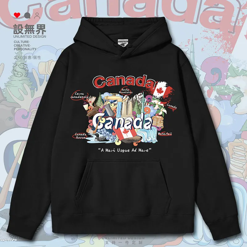 

Canadian National Architecture Tourism Landscape Cartoon Hand Paintings mens hoodies fashion white men's autumn winter clothes