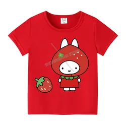 Miffy Children's Anime Graphic T - shirt - Round Collar Short Sleeve Cartoon Tee - 130 (MFF37)