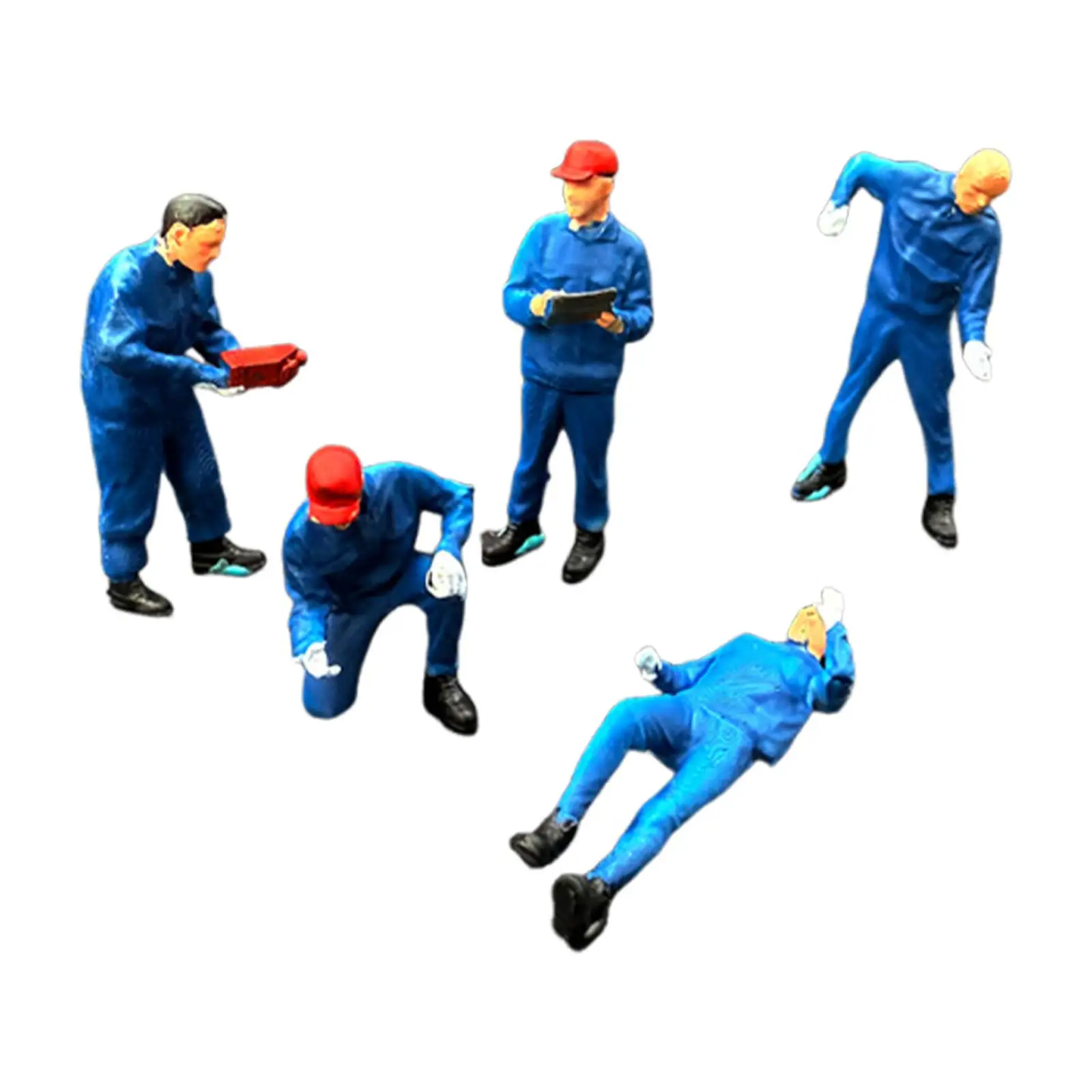5x 1:64 Scale Miniature Figures Car Mechanic Ornament Mini People Figurines - 2