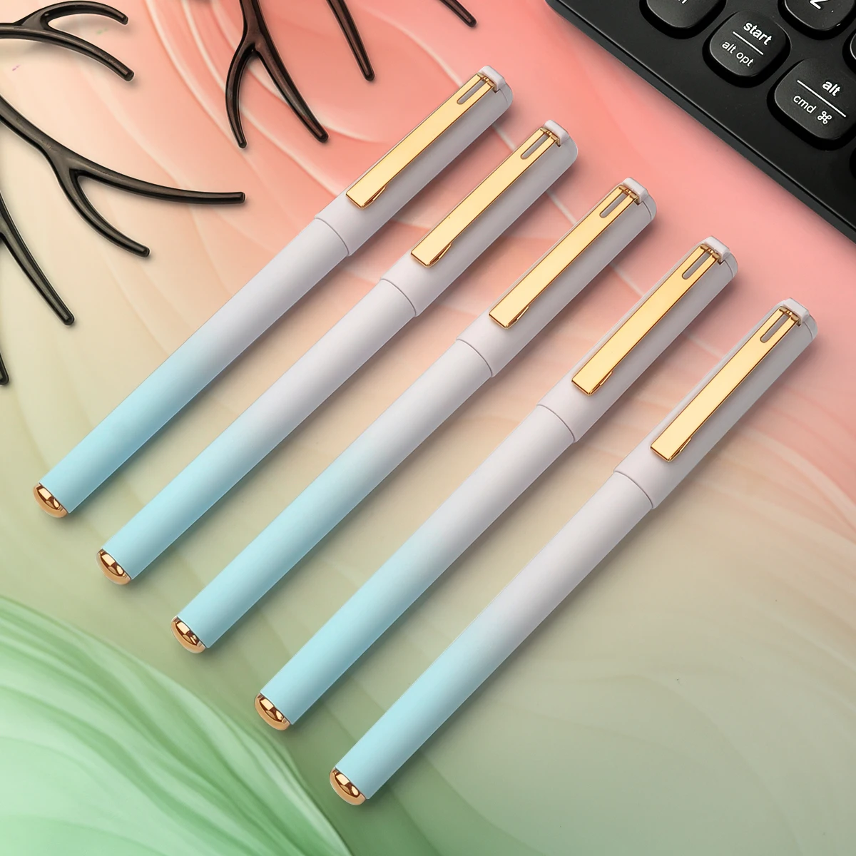 글쓰기 럭셔리 반짝이 재미있는 펜, 잉크, 귀여운 용품, 공부 액세서리, 그라디언트 퍼플 펜, 미적 펜, 학교 물건