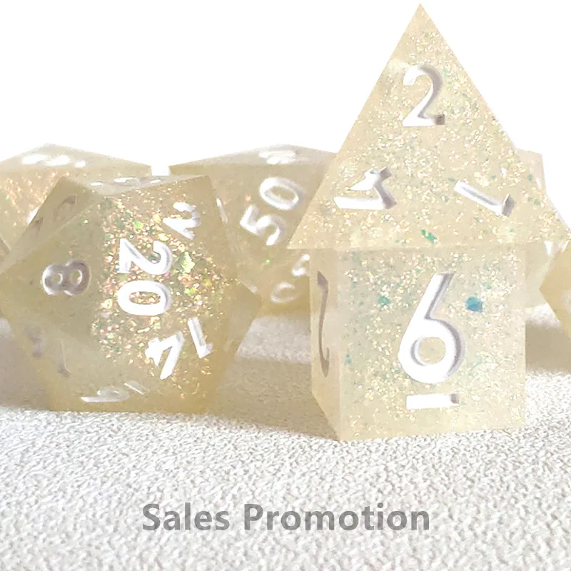 White Black Red Yellow Blue Green Dice With Shiny Powder Polyhedral