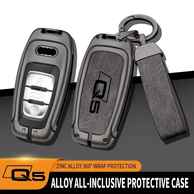 

New Fashion Zinc Alloy Style Car Key Case Cover Shell For AUDI Q5 8R FY 2016 2021 2022 Remote Control Protector Car Accessories